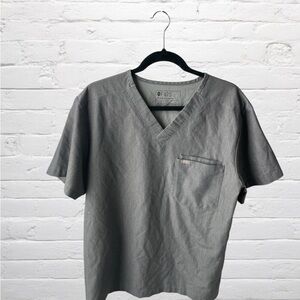Figs Slate V-Neck Short Sleeve Shirt